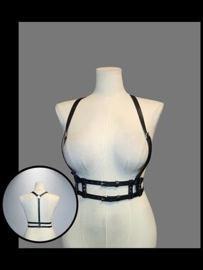 Black Adjustable Harness Belt Skinny Double Buckle Punk Steampunk Women Strap